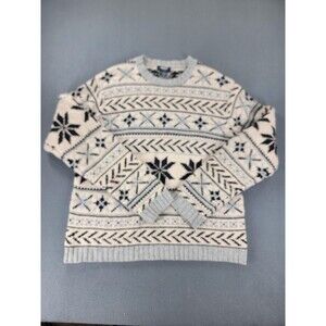 Vintage OshKosh Sweater Mens 2XL Gray Cream Wool Snowflake Nordic Pullover 90s